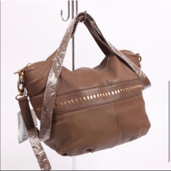 Kelsi Dagger Handbags - Kelsi Dagger | Pebbled Putty Stone Brown Leather Bag Hand Strap or Crossbody